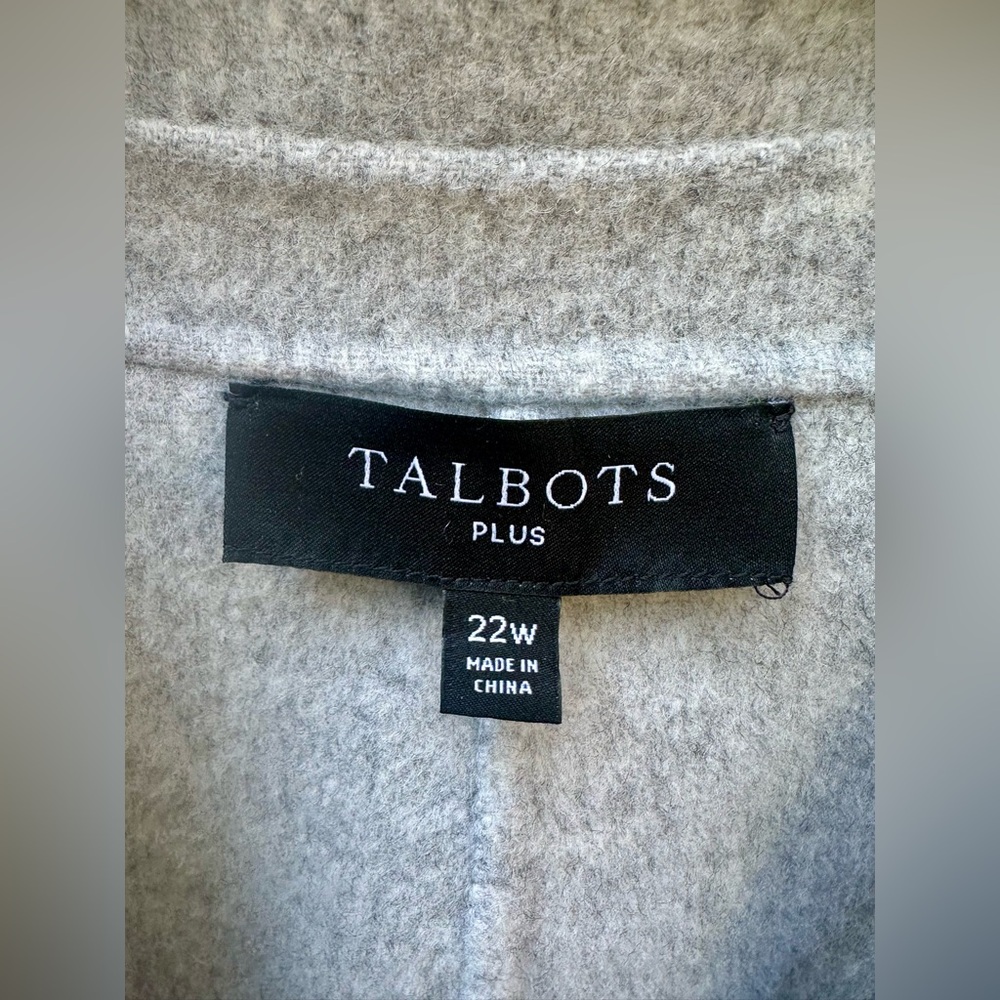 Like New Talbots Double Sided Wool Charcoal Coat Jacket Light Gray Lapel, 22 W - Picture 9 of 15